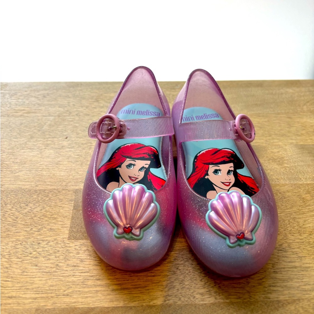 Mini Melissa purple glitter Disney Ariel The Little Princess Mary janes size 7T